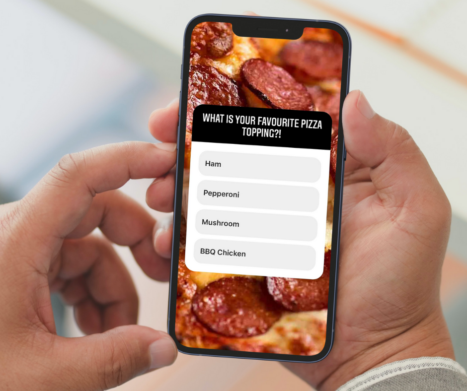 Mobile Phone Asking What Pizza Topping Is Your Favourite